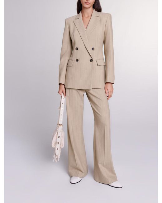 Maje Natural Striped Suit Jacket