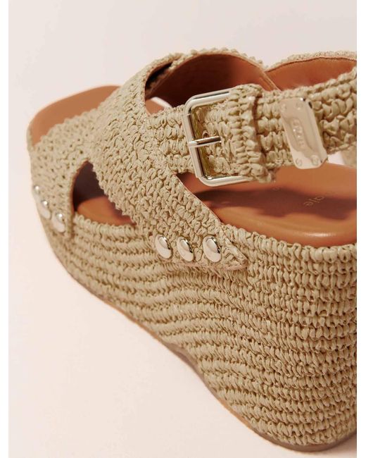 Maje Natural Wedge Sandals With Raffia Effect