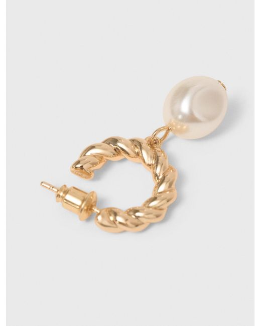 Maje White Twisted Bead Hoop Earrings