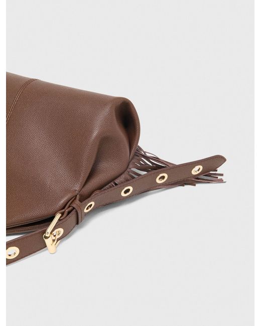 Maje Brown Grained Leather Miss M Bag