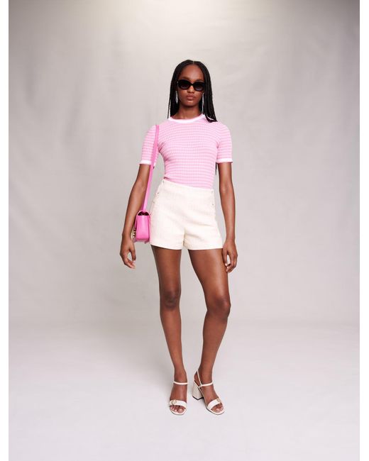 Maje Short-sleeved Jumper in Pink | Lyst UK