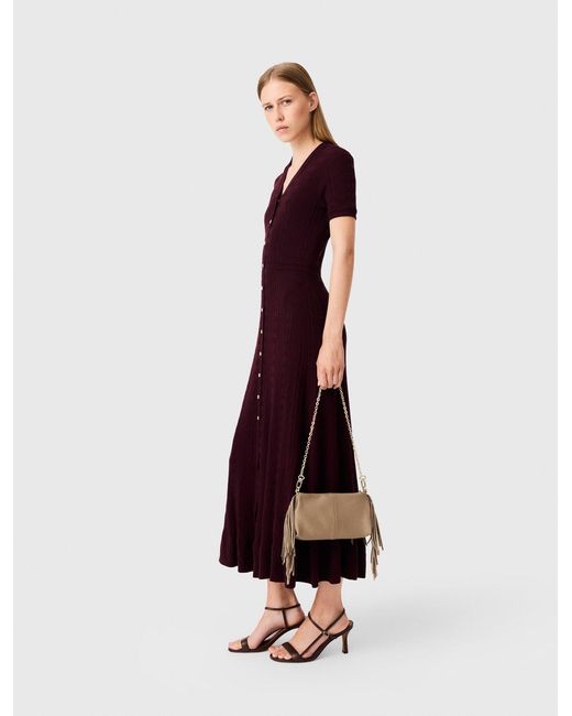 Maje Red Knit Maxi Dress