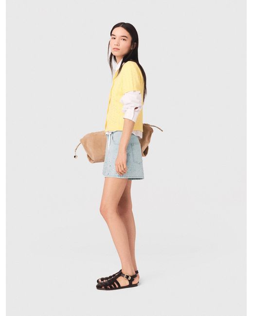 Maje White Rhinestone Shorts