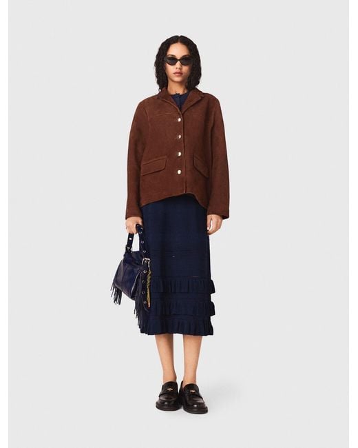 Maje Blue Suede Jacket