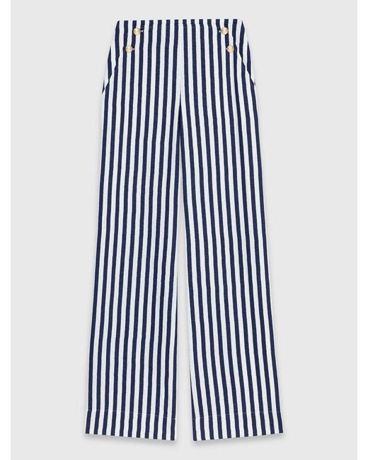 Maje Blue Linen Blend Sailor Trousers