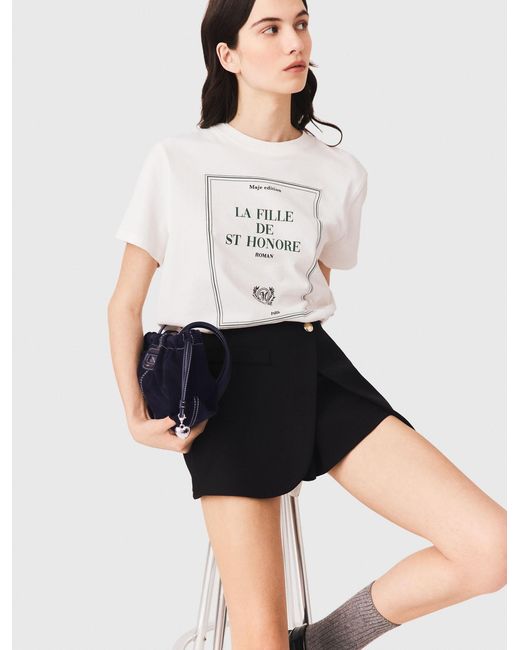 Maje White Layered-Effect Suit Shorts