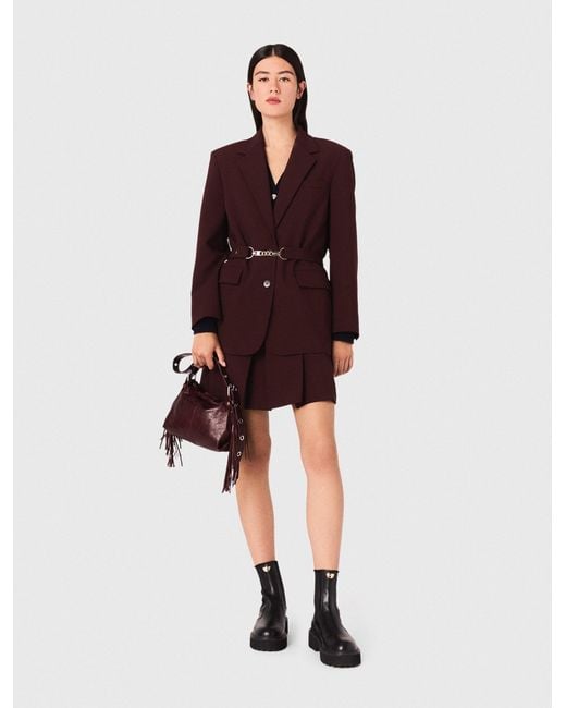 Maje Red Belted Suit Jacket