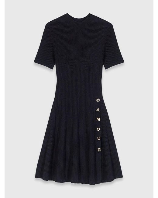 Maje Black Short Knit Button Dress