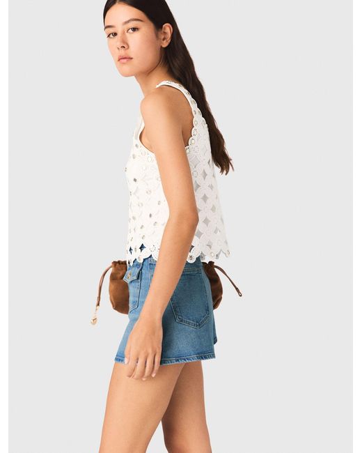 Maje Blue Mirrored Crochet Top