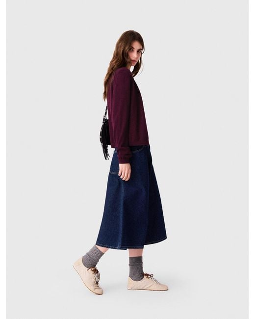 Maje Blue Mid-Length Flared Denim Skirt