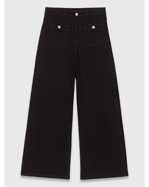 Maje White Straight-Leg Jeans With Patch Pockets