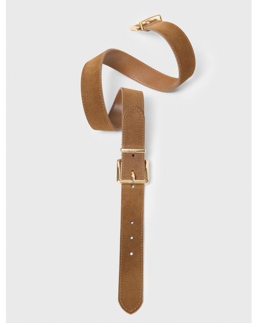 Maje White Double Buckle Suede Belt