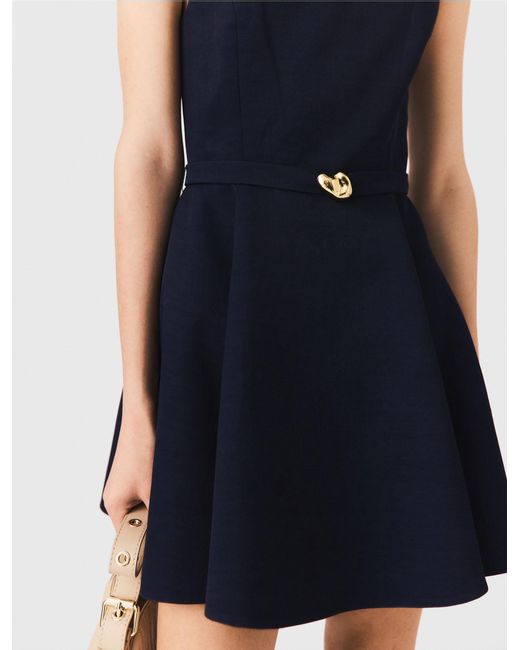 Maje Blue Flared Dress With Straps