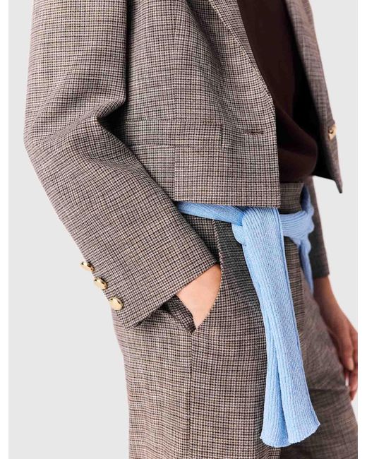 Maje White Short Checked Suit Jacket