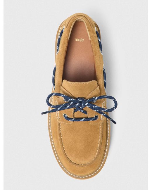 Maje Natural Suede Platform Boat Shoes