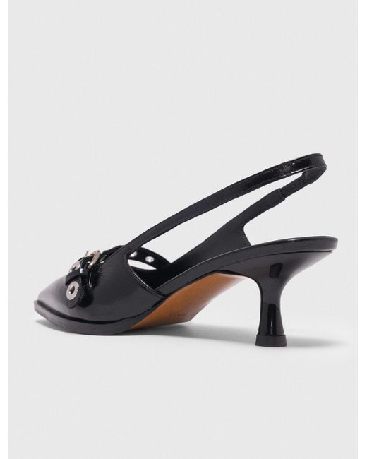 Maje White Leather Pumps With Eyelet Strap
