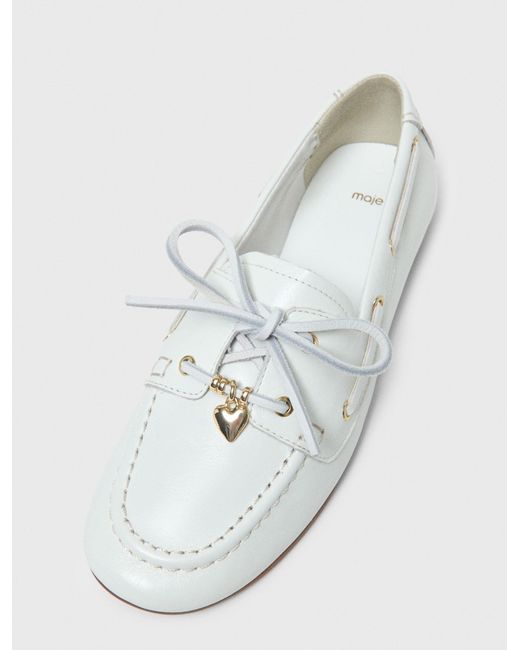 Maje White Leather Boat Shoes