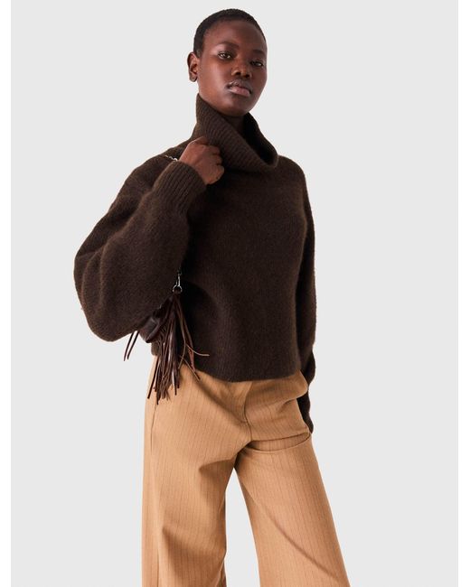 Maje White Yak Blend Roll-Neck Jumper