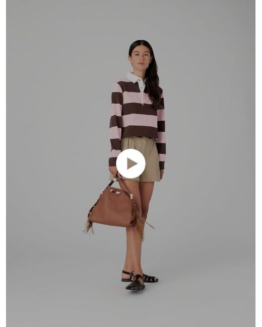 Maje White Striped Polo Sweatshirt