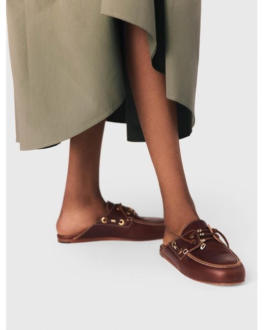 Maje Brown Bootsschuh-Mule Aus Leder