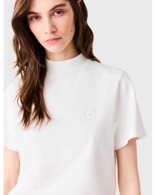 Maje Natural Crew Neck T-Shirt With Back Zip
