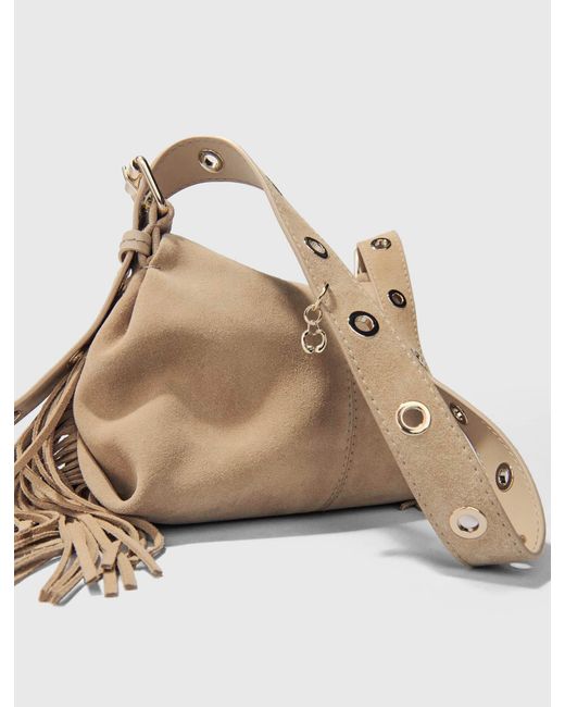 Maje Natural Miss M Mini Suede Bag