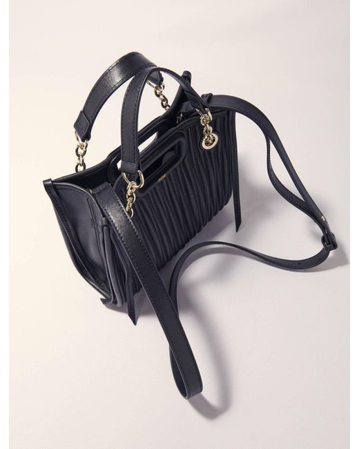 Maje Blue Mini-Einkaufstasche Aus Gestepptem Leder