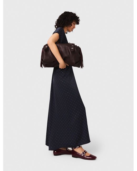 Robe Maxi En Satin Et Clous Maje en coloris Blue