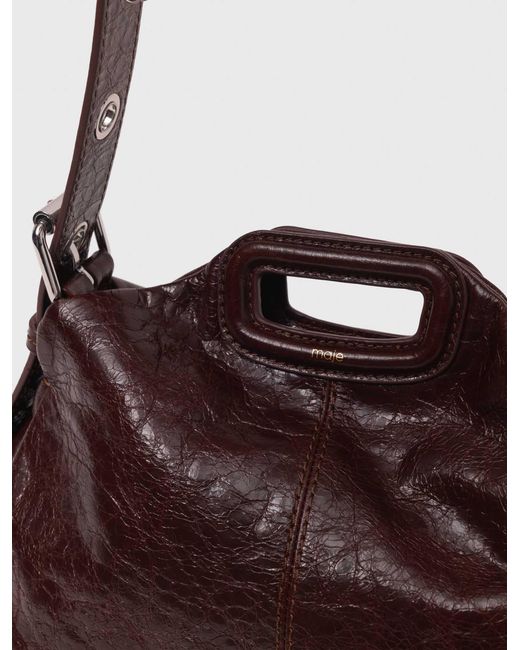 Maje Brown Crackled Leather Miss M Bag
