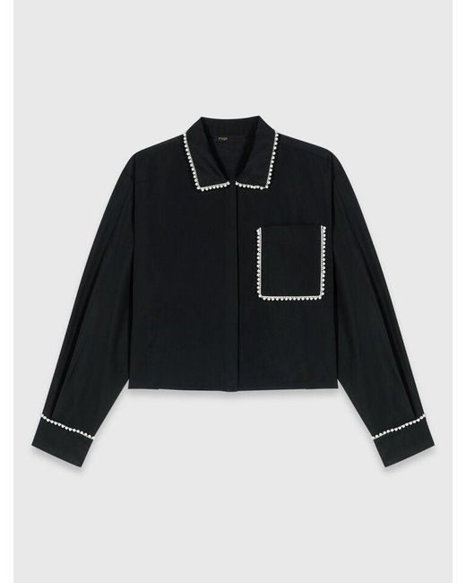Maje Black Taffeta Shirt
