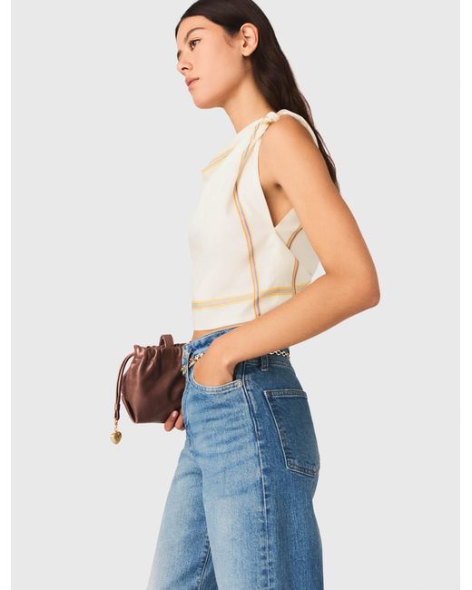Maje Blue Patterned Backless Crop Top