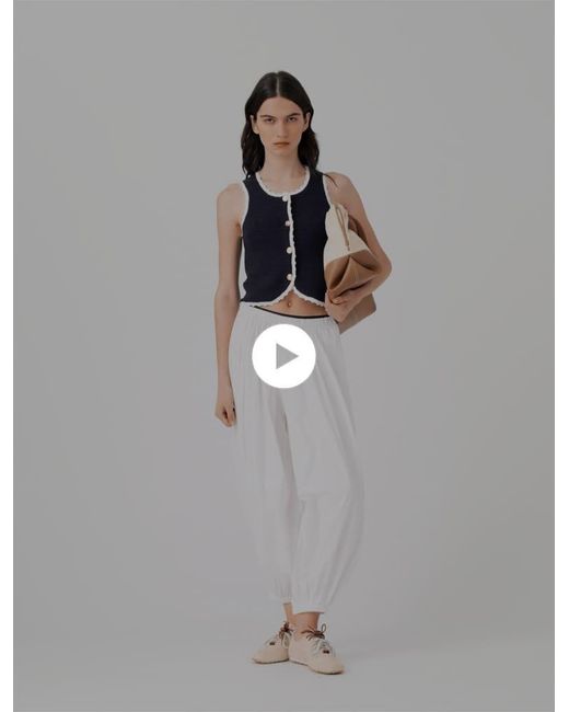 Maje White Knit Top With Crochet Trim