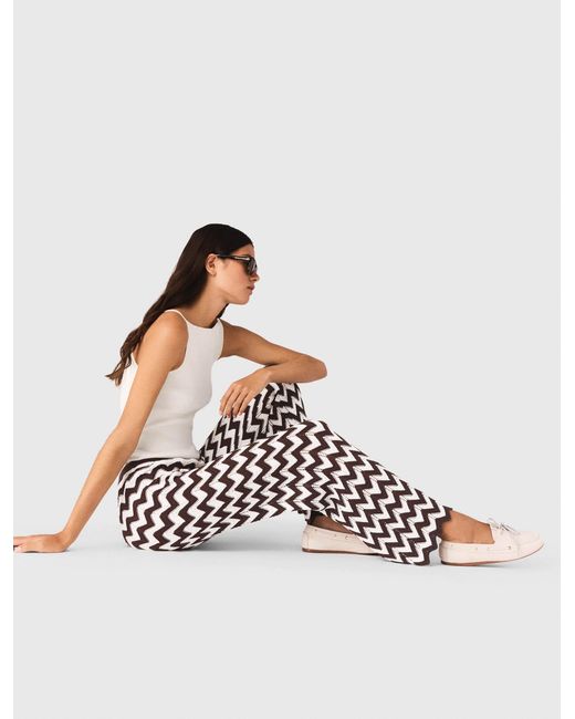 Maje White Zigzag Crochet Trousers