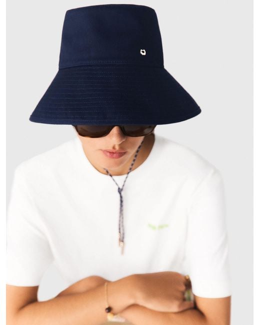 Maje Blue Cotton Floppy Hat With Cord