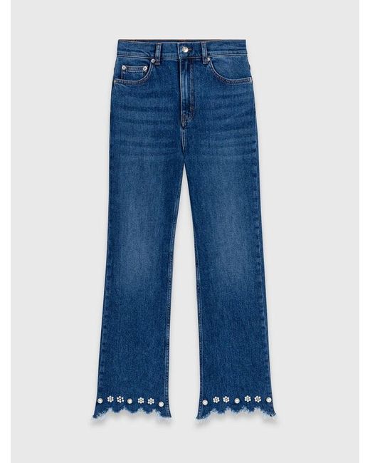 Maje Blue Beaded Bootcut Jeans