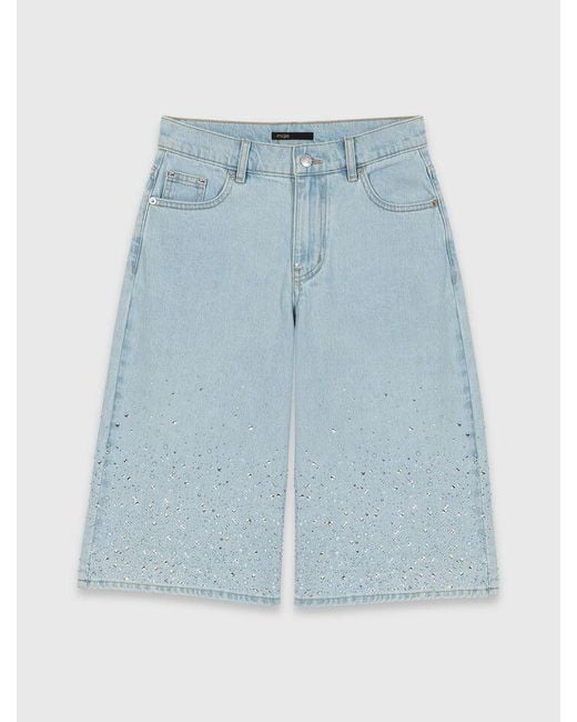 Maje Blue Rhinestone Bermuda Shorts