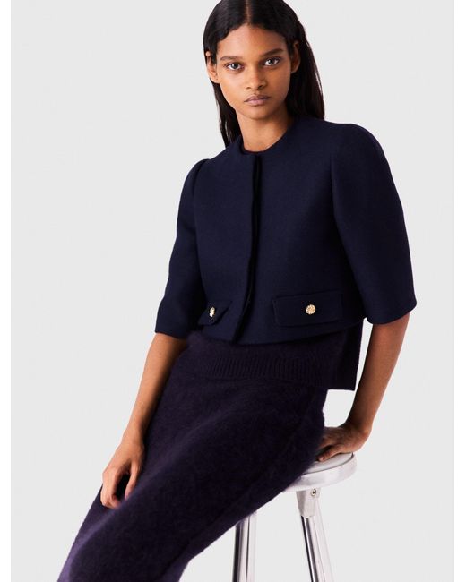 Maje Blue Short Wool Jacket