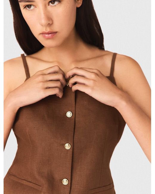 Maje Brown Linen Blend Top