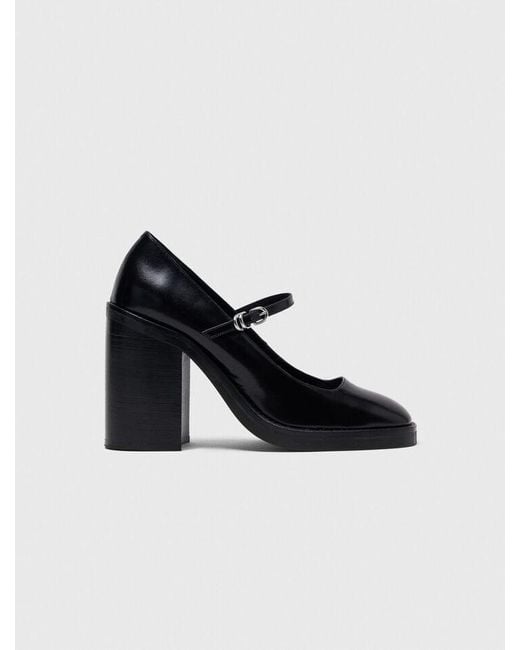 Maje Black Leather Mary Janes