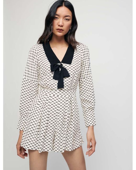 Maje Bow Print Playsuit | Lyst