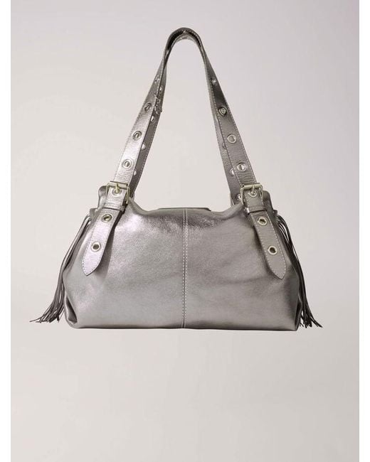 Maje Natural Metallic Leather Miss M Xl Bag