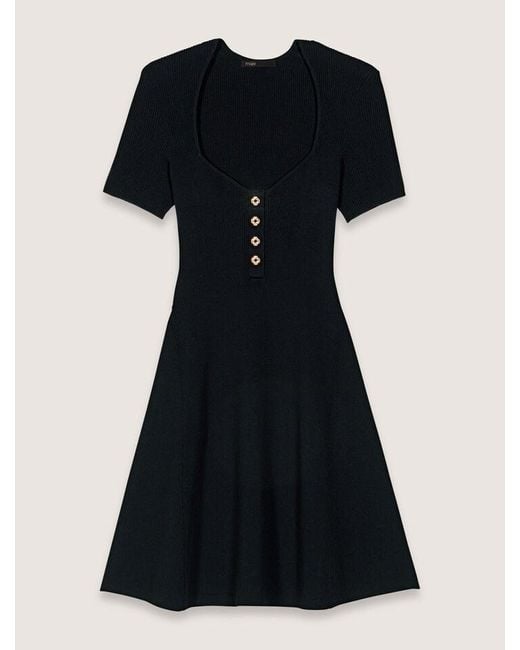 Maje Black Rib Knit Short Dress