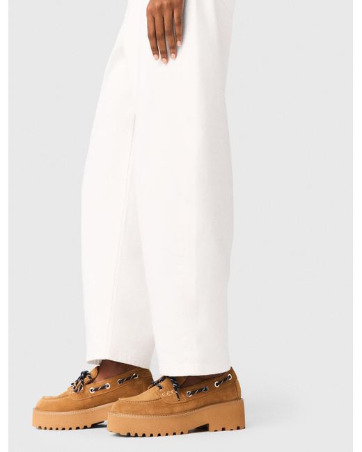 Maje Natural Suede Platform Boat Shoes