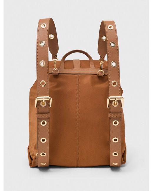 Maje Brown Leather And Nylon Backpack