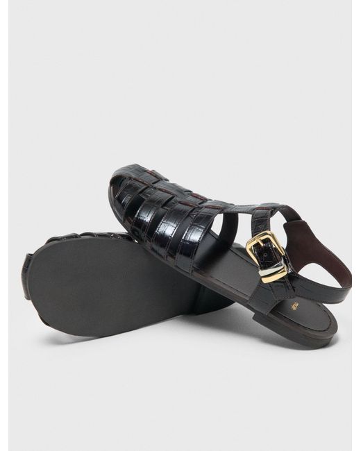 Maje Brown Multi-Strap Leather Sandals