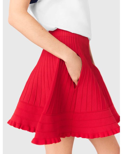 Maje Red Compact Knit Short Skirt