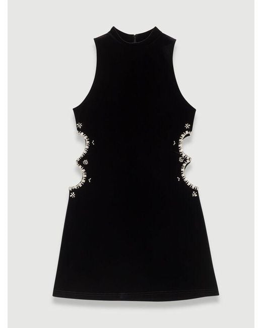 Maje Black Kurzes Samtkleid Mit Strass