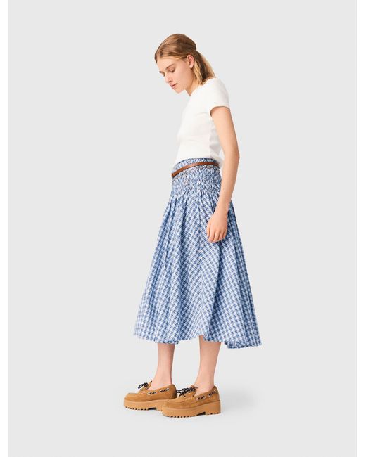 Maje Blue Rhinestone Cotton Maxi Skirt