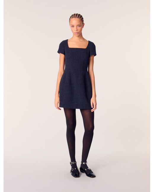 Maje Blue Short Tweed Dress