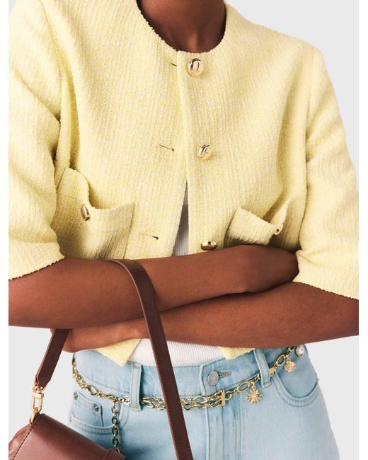 Maje Blue Short-Sleeved Tweed Jacket
